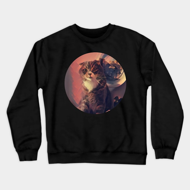 Alert floppy cat Crewneck Sweatshirt by GoranDesign